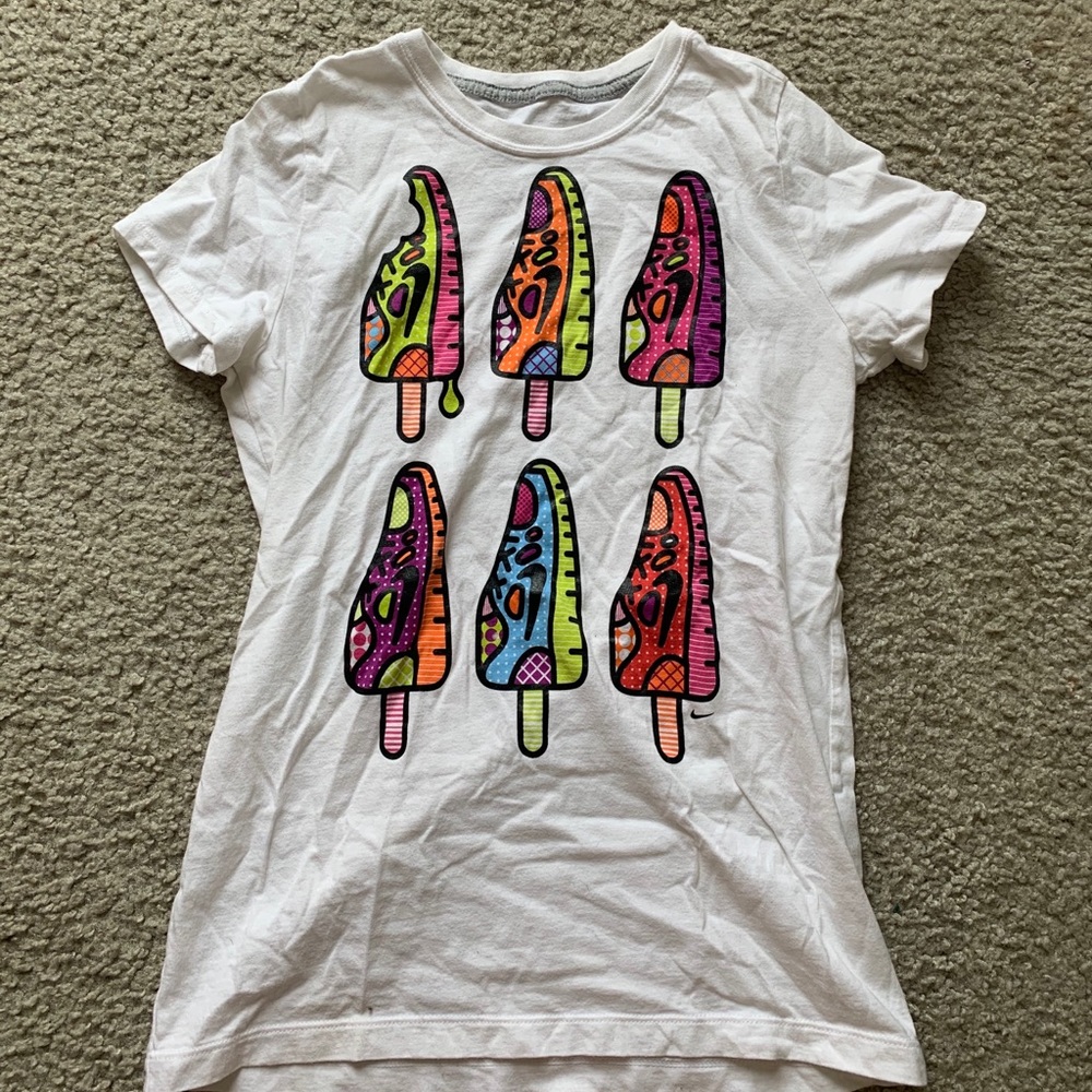 Big Girls White Nike Popsicle Shoe Tee